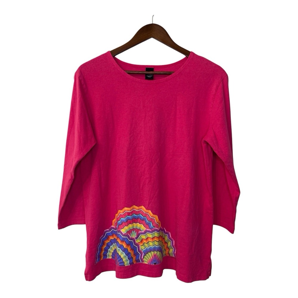 Sabaku top womens small pink Southwest colorful artsy bohemian cotton USA Serape